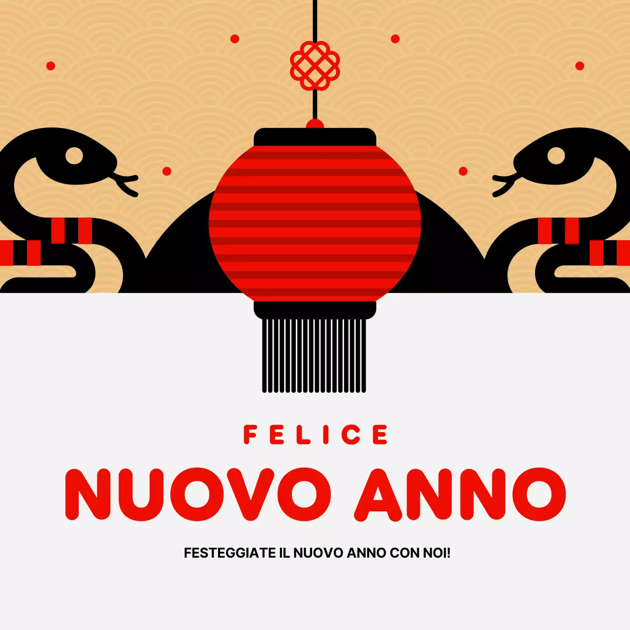 biglietto d'invito al capodanno asiatico rosso