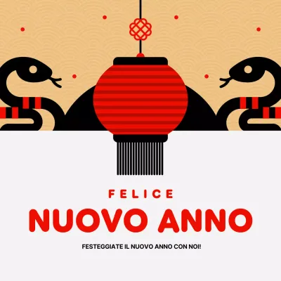 biglietto d'invito al capodanno asiatico rosso