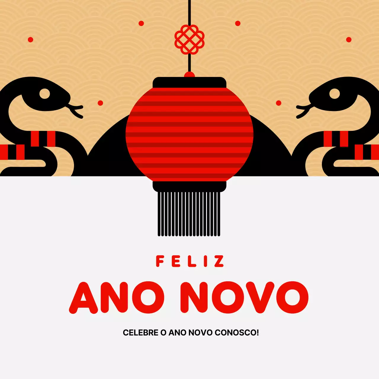 cartão de convite de ano novo asiático vermelho