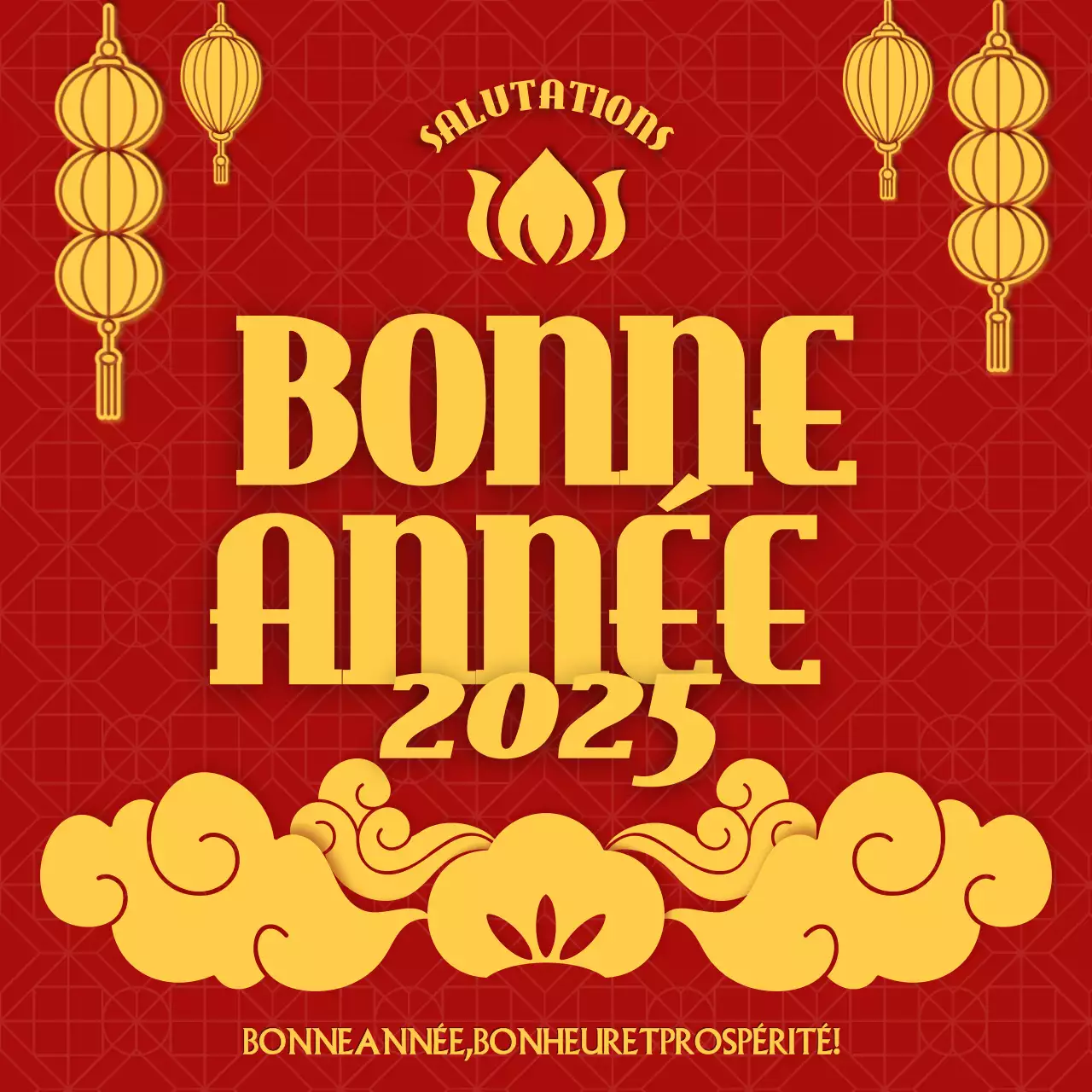 carte de vœux traditionnelle rouge pour le nouvel an