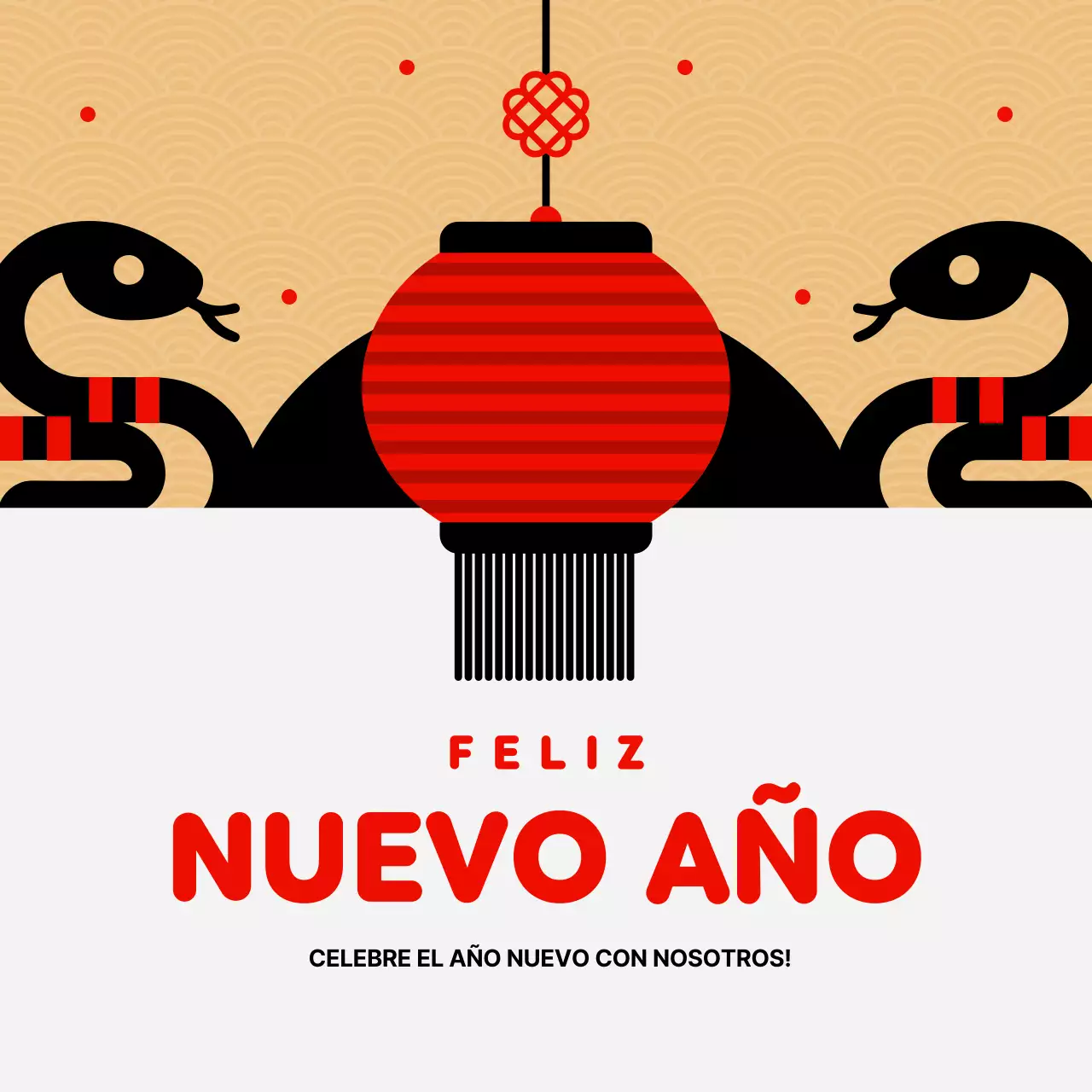 tarjeta roja de invitación al año nuevo asiático