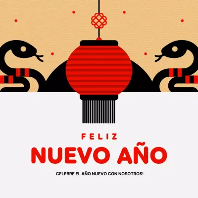 tarjeta roja de invitación al año nuevo asiático