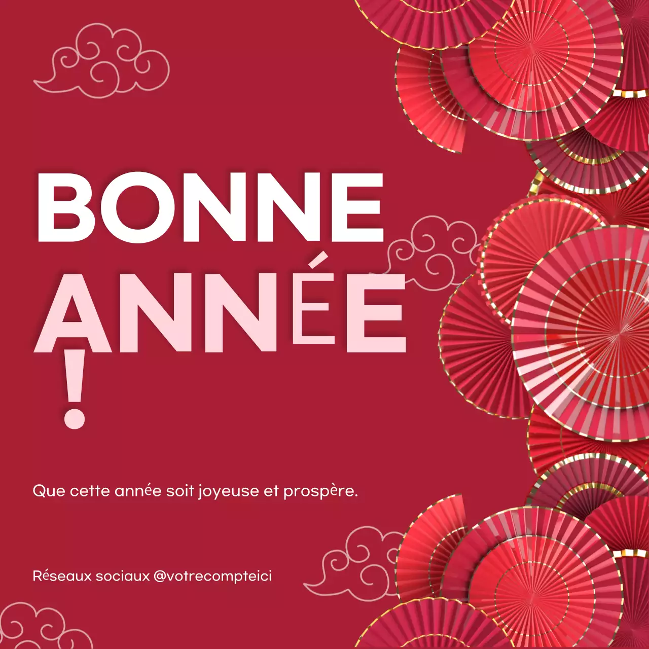 carte d'invitation traditionnelle rouge pour le nouvel an