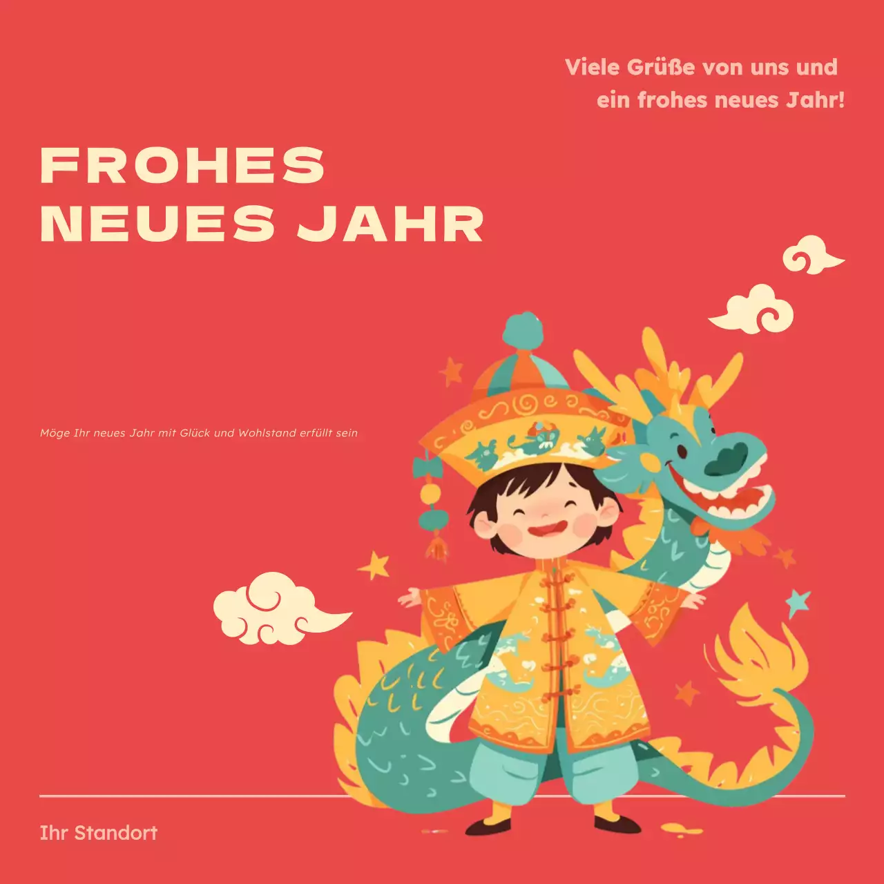 rote kulturelle Neujahrskarte