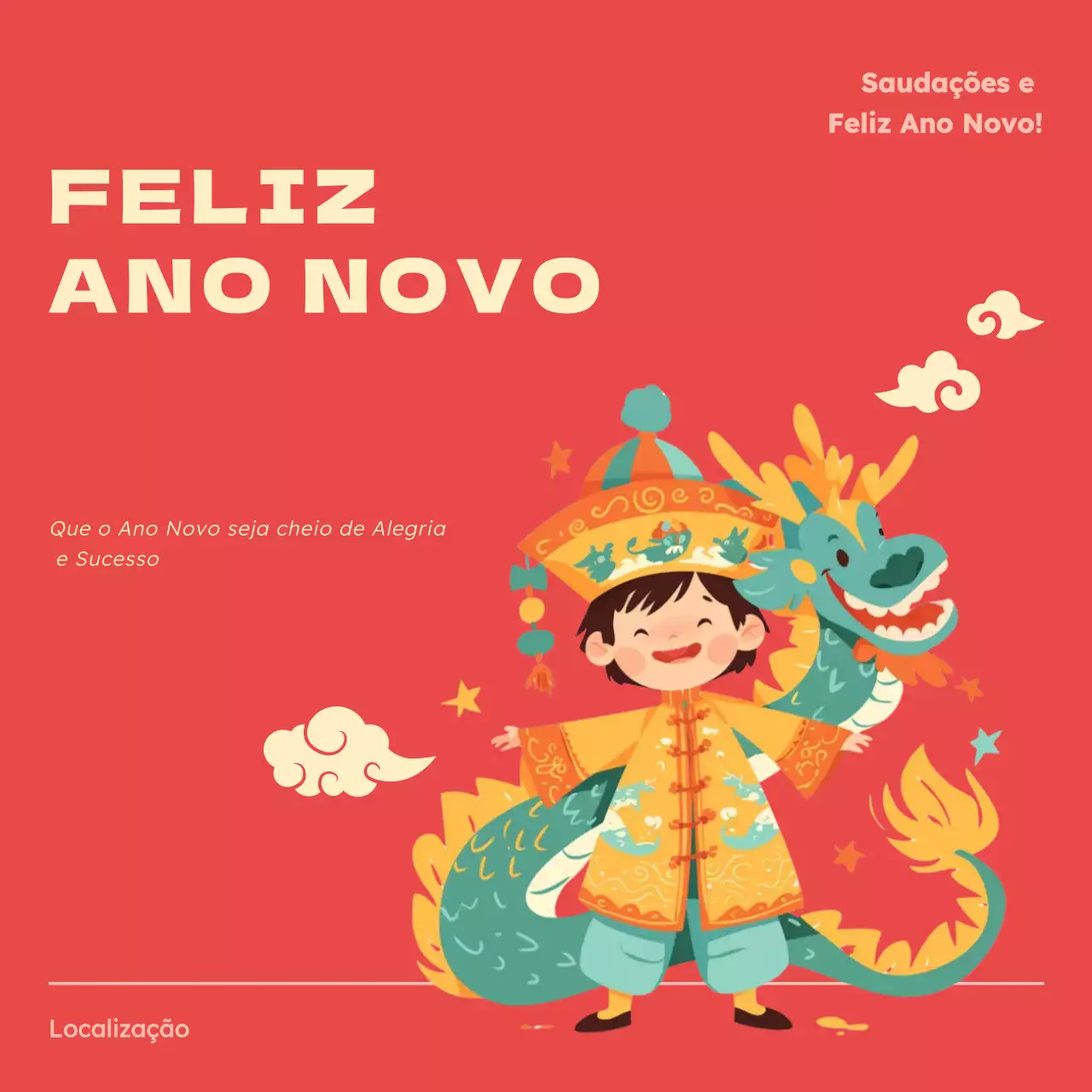 cartão de ano novo cultural vermelho
