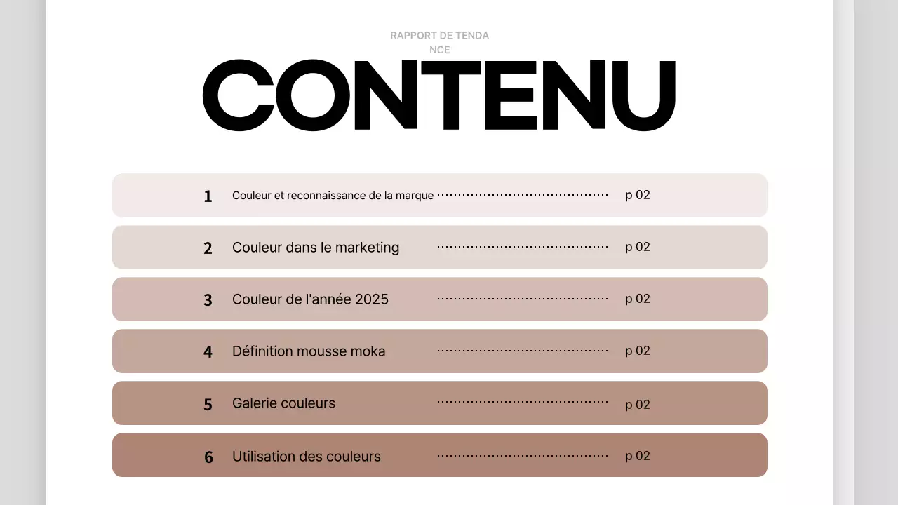 rapport sur les couleurs marron modernes