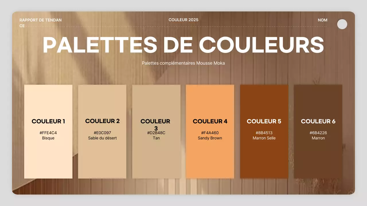 rapport sur les couleurs marron modernes