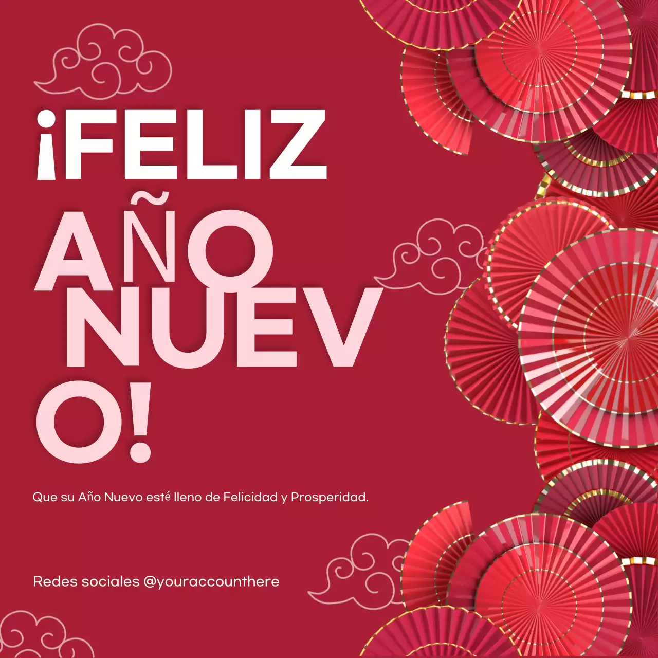 tarjeta de invitación tradicional roja para el año nuevo