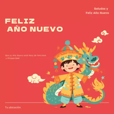 tarjeta cultural roja de año nuevo