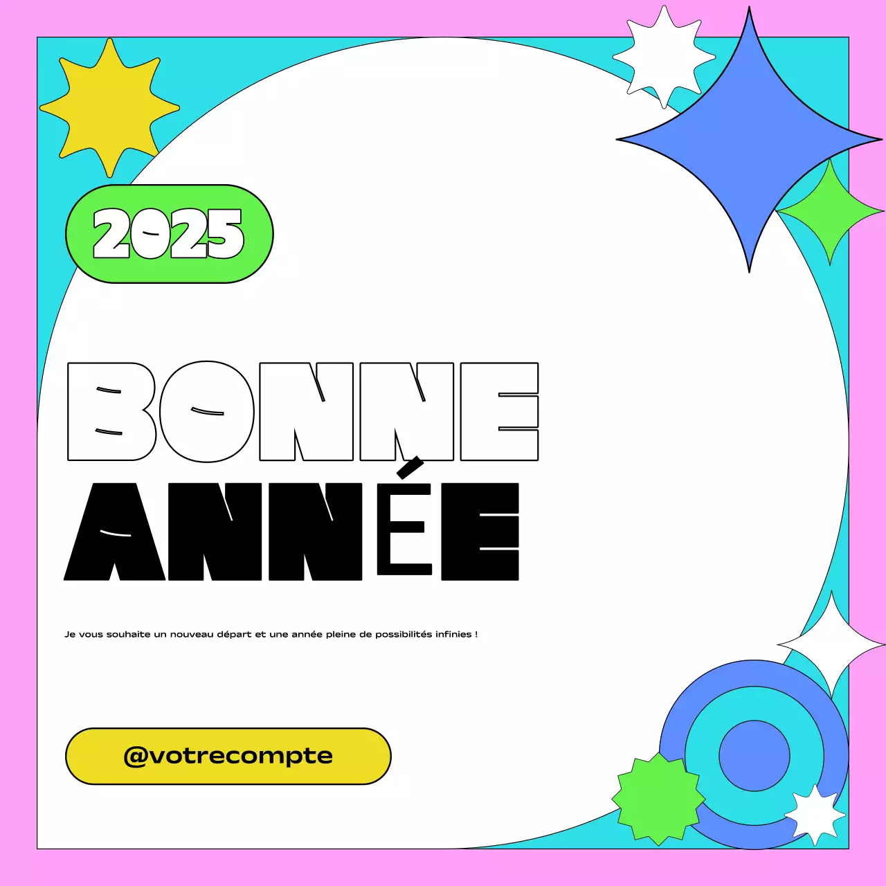 carte de nouvel an colorée et audacieuse