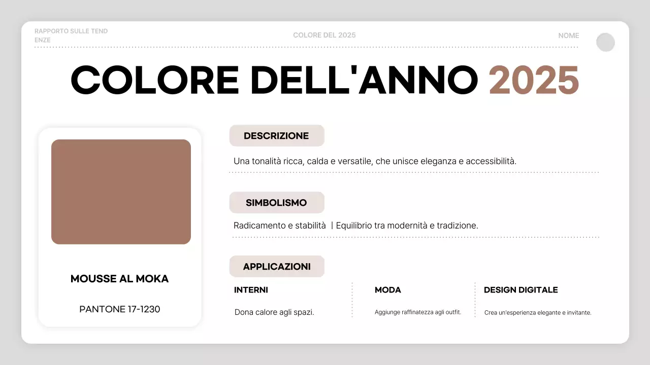 relazione sui colori moderni del marrone