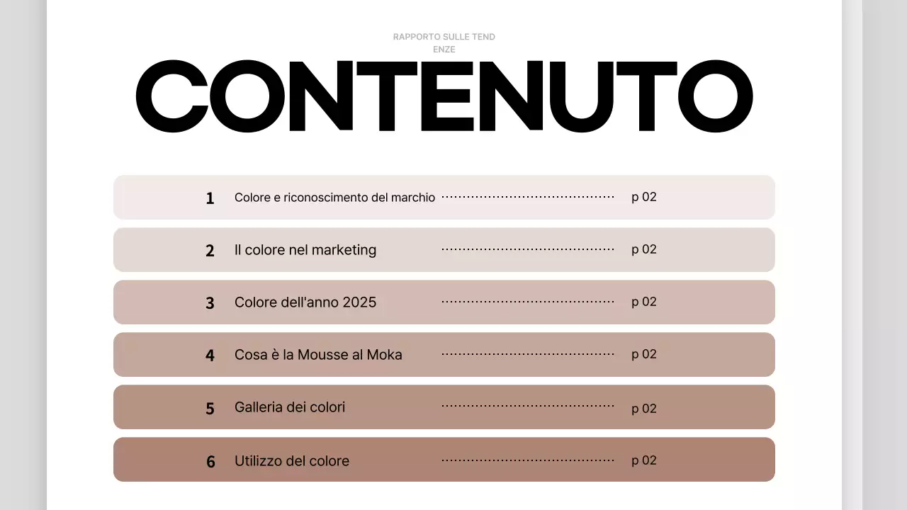 relazione sui colori moderni del marrone