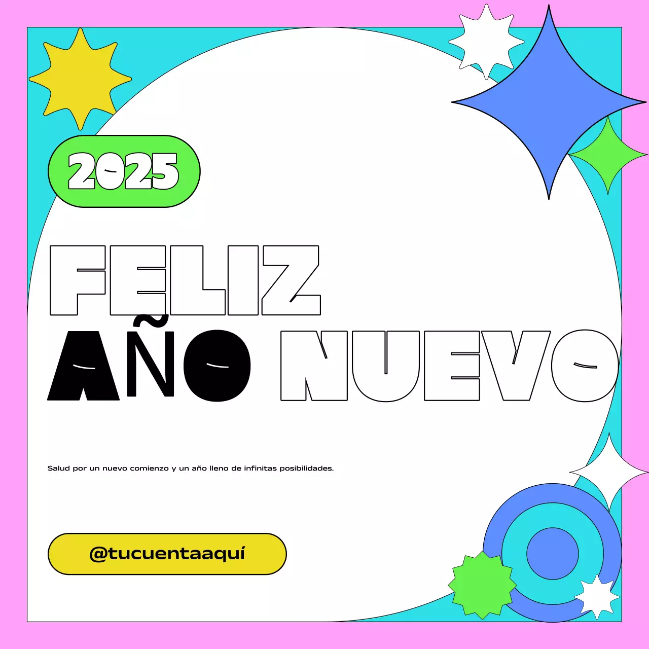 colorida y atrevida tarjeta de año nuevo