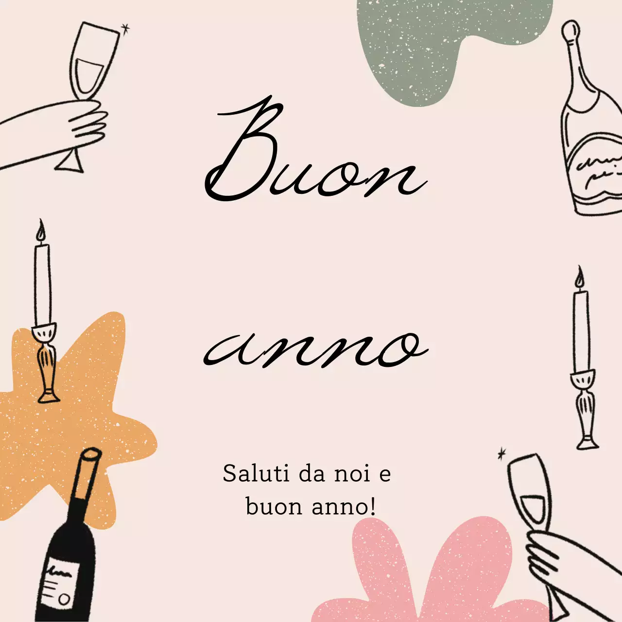 biglietto di capodanno elegante beige