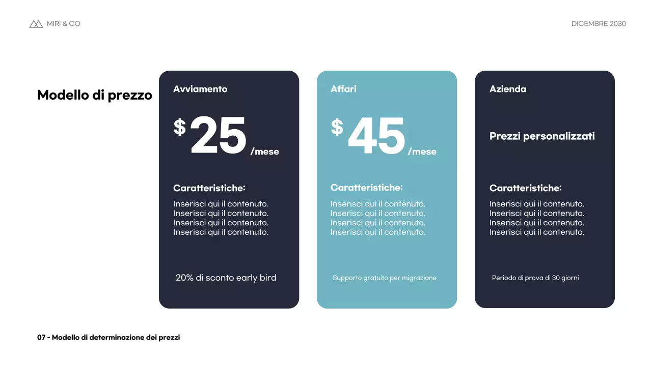 Piano aziendale Blue Modern