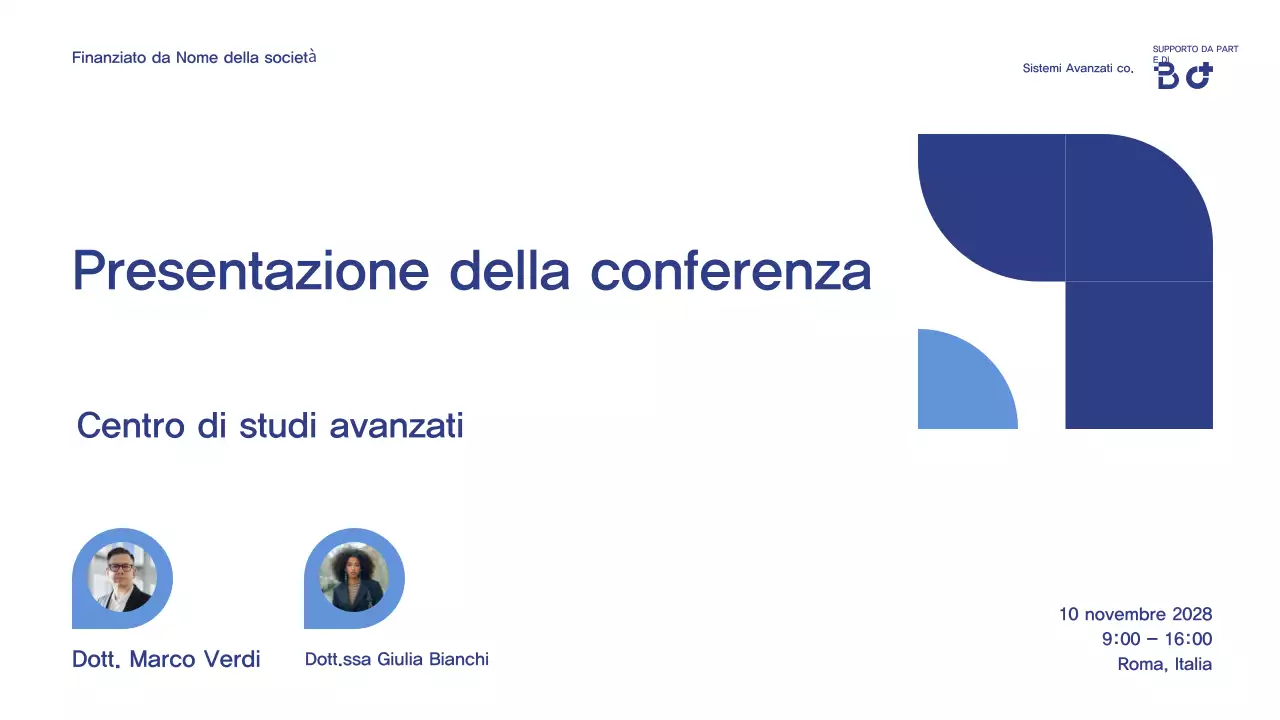 Annuncio della conferenza Blue Modern