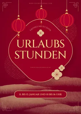 rote traditionelle Urlaubsankündigung