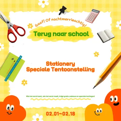 Een oranje stationery tentoonstelling promoten