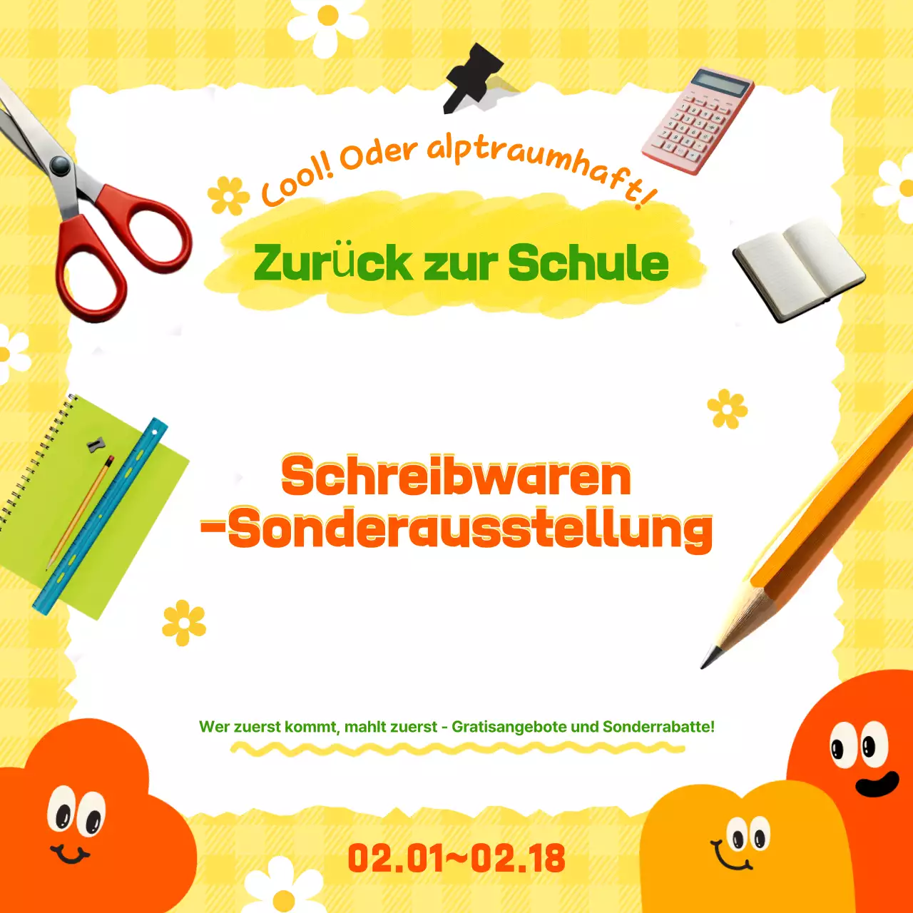 Förderung einer Ausstellung für orangefarbene Schreibwaren