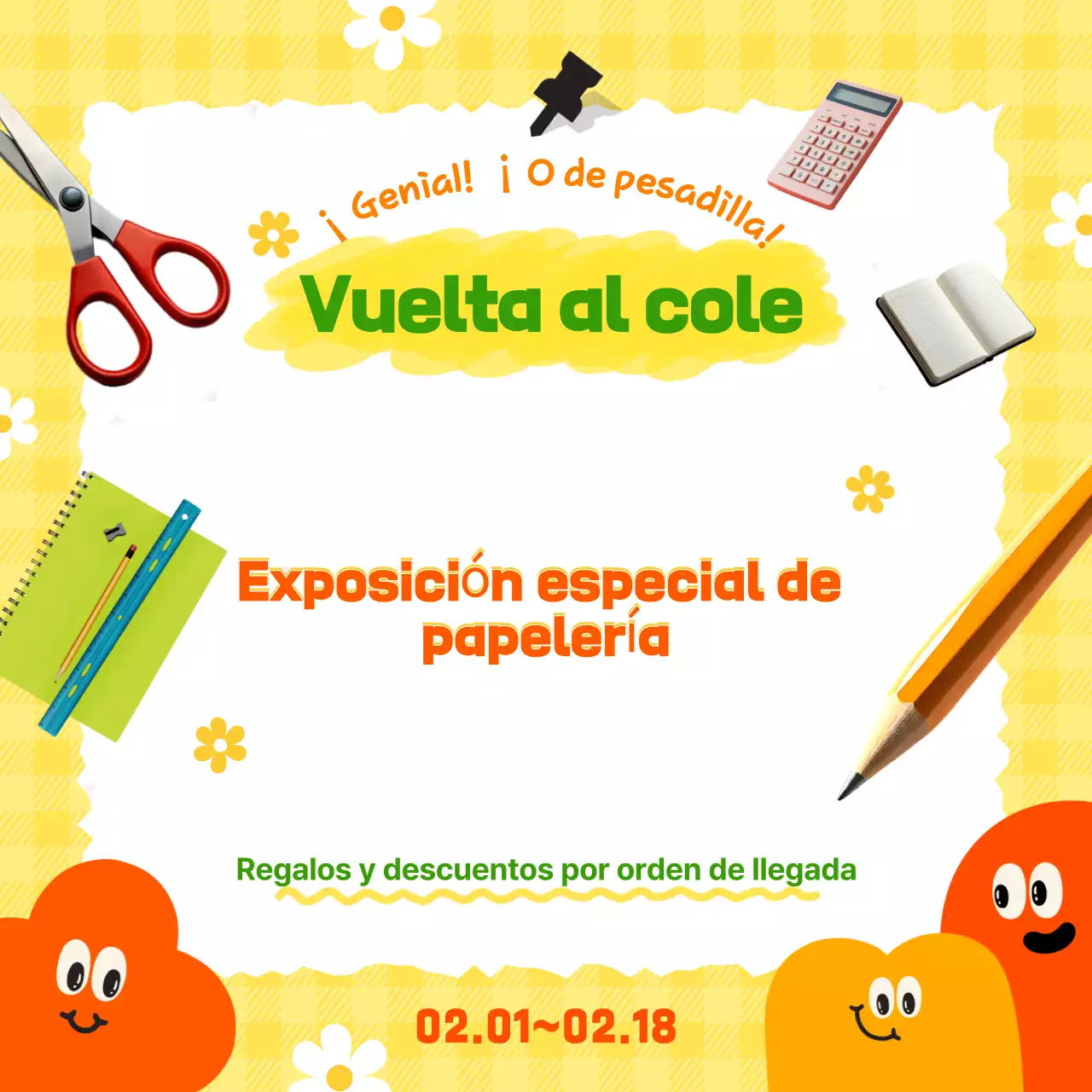 Promover una exposición de papelería naranja