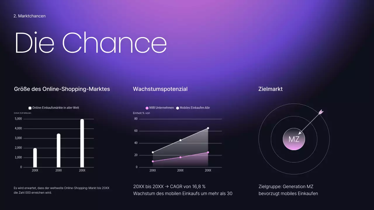 Planung eines modernen lilafarbenen Geschäftsfeldes