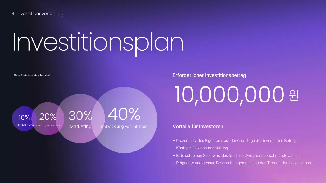 Planung eines modernen lilafarbenen Geschäftsfeldes