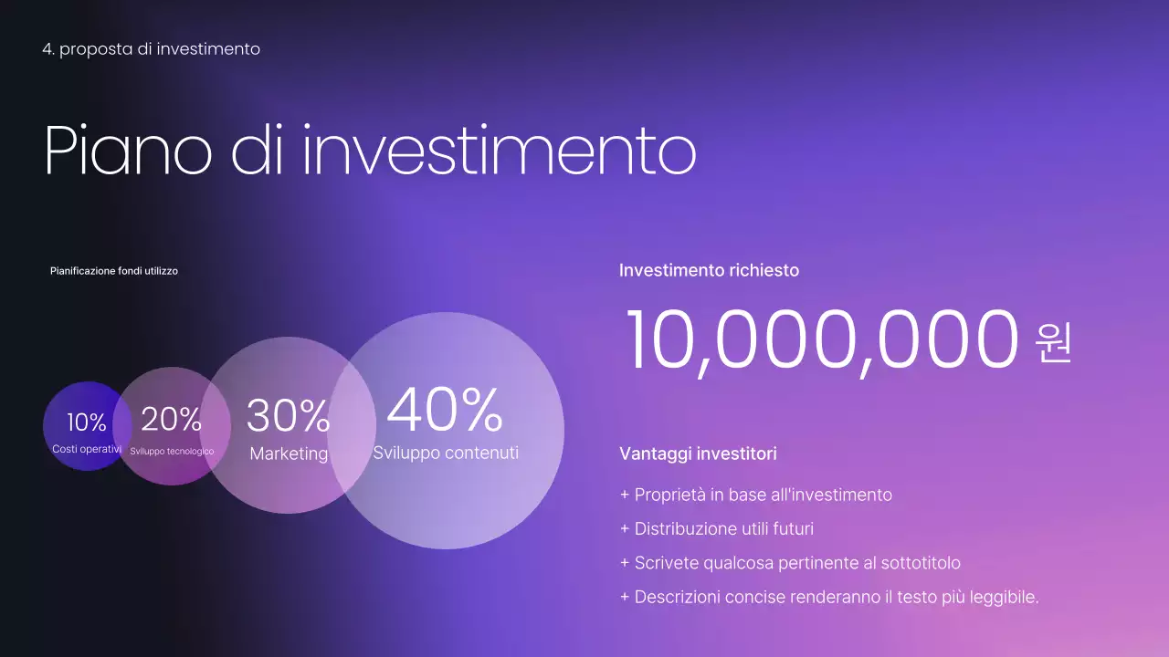 Pianificazione di una presentazione aziendale moderna color malva