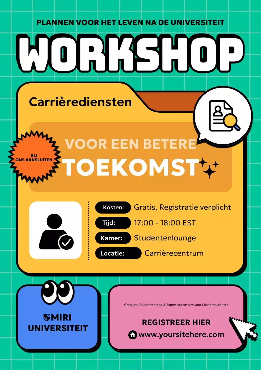 groene moderne carrière workshop aankondiging