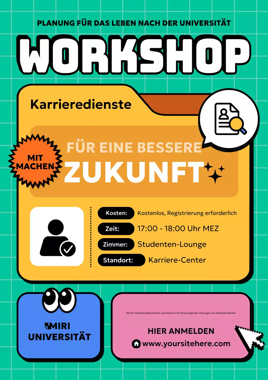 Ankündigung eines grünen modernen Karriereworkshops