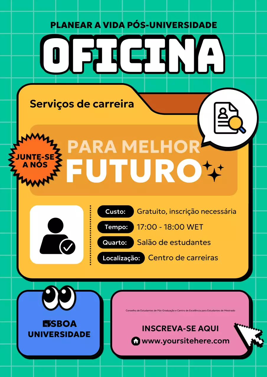 anúncio de workshop sobre a carreira "green modern