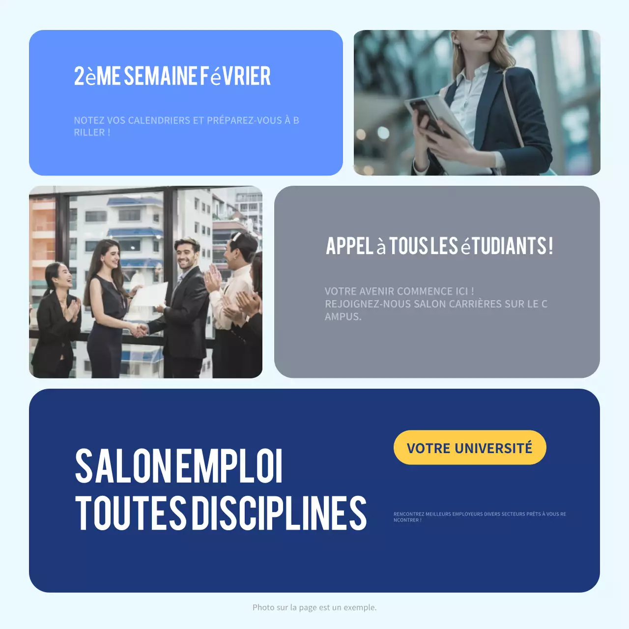 annonce du salon des carrières blue modern