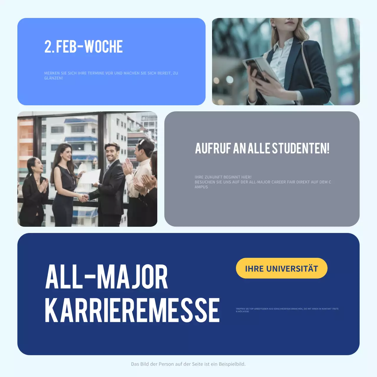 blue modern Karrieremesse Ankündigung