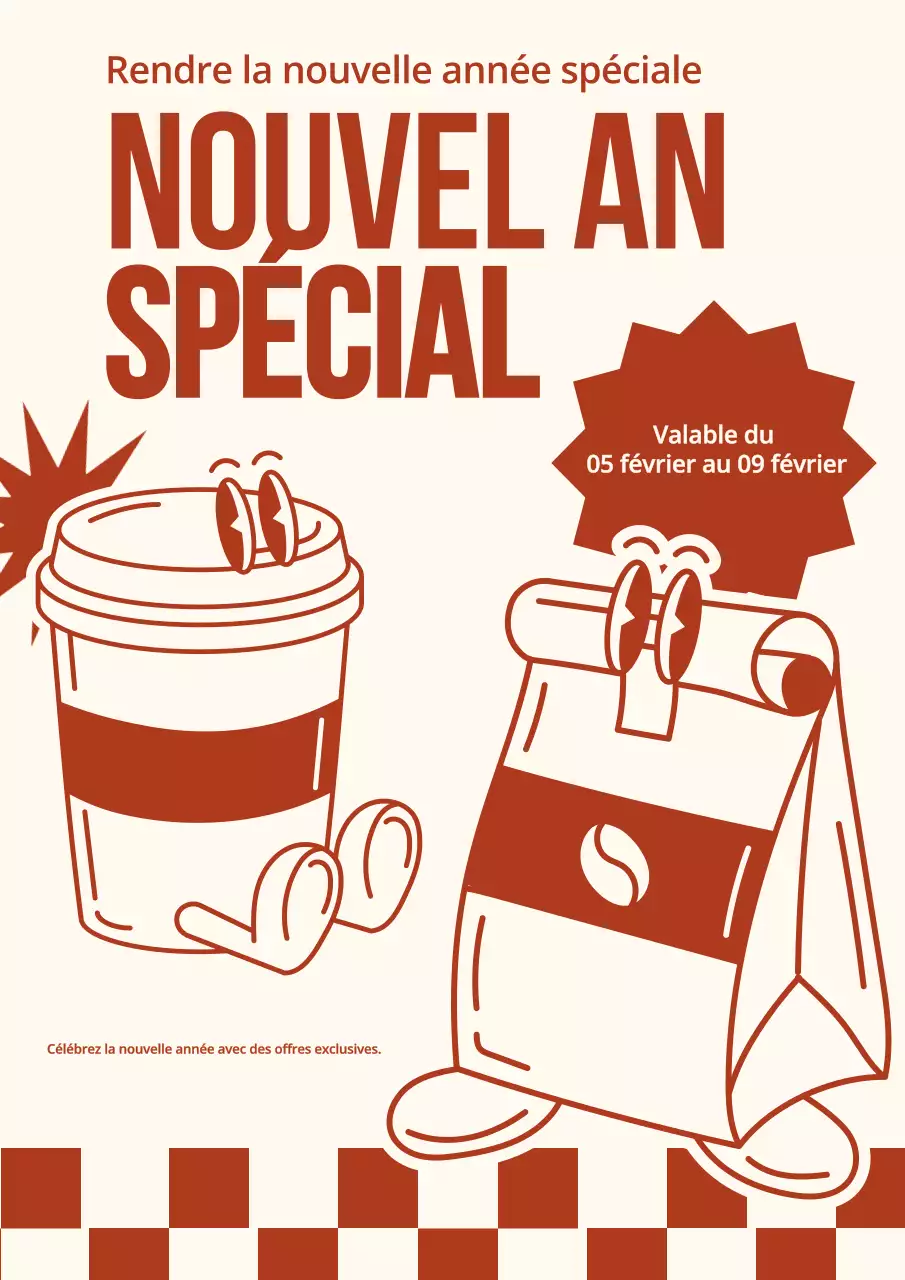 Affiche promotionnelle rétro du Nouvel An