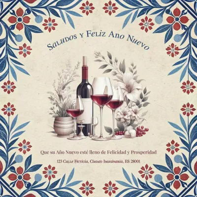 tarjeta de año nuevo vintage granate