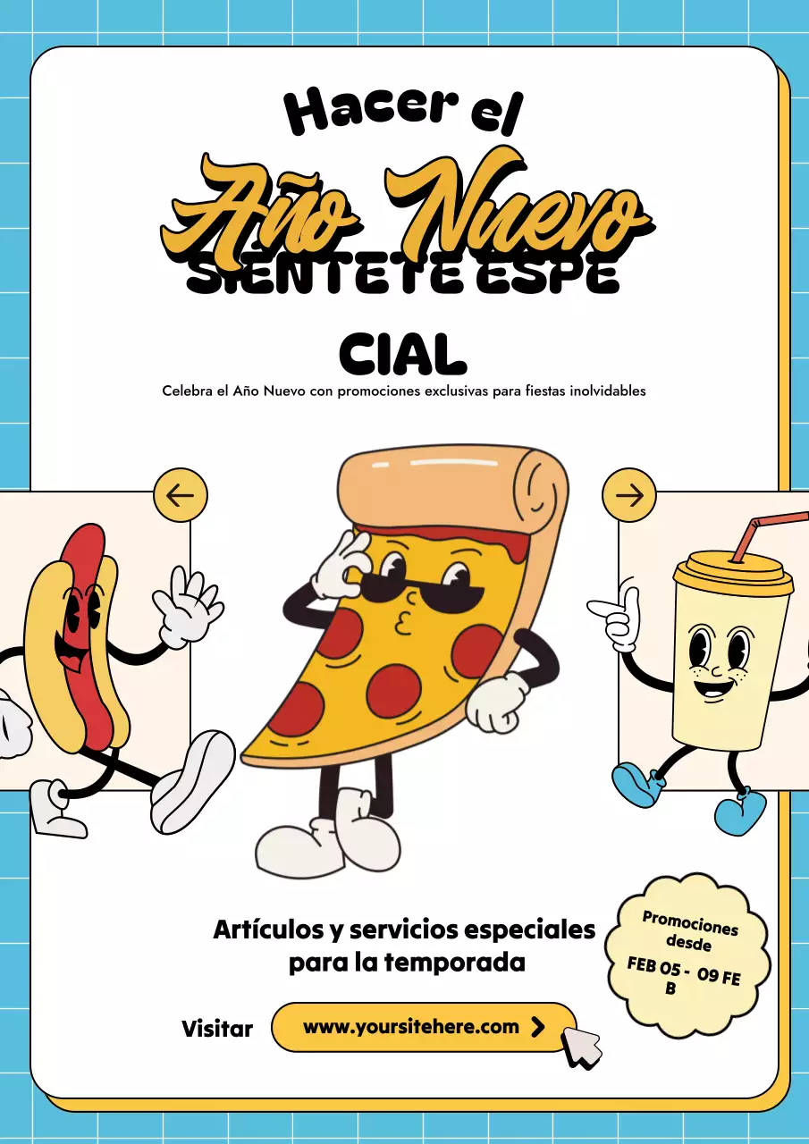promoción retro amarilla de año nuevo