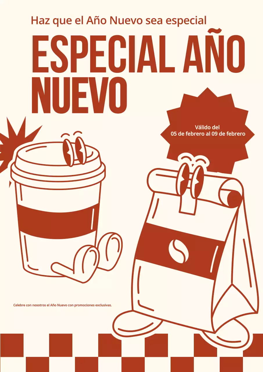 Cartel promocional retro de Año Nuevo