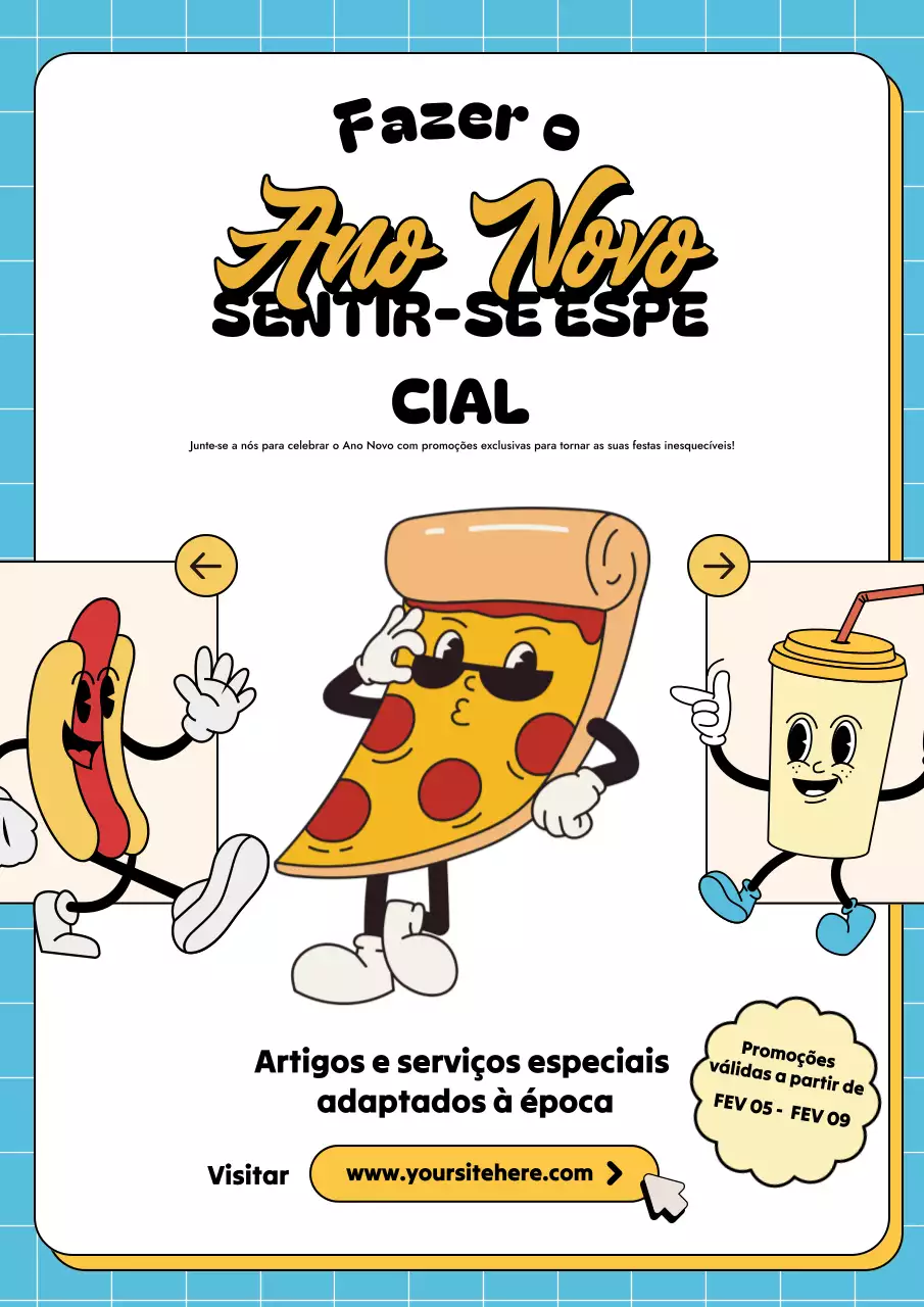 promoção de ano novo retro amarelo