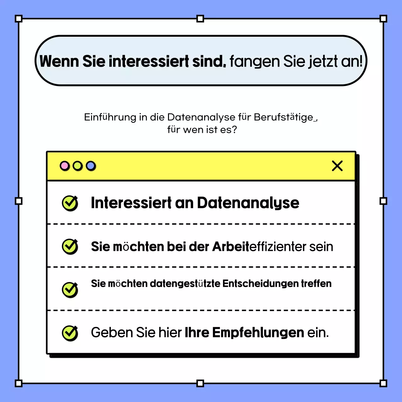 Hellblau Minimalistisch Azubi-Einstellung