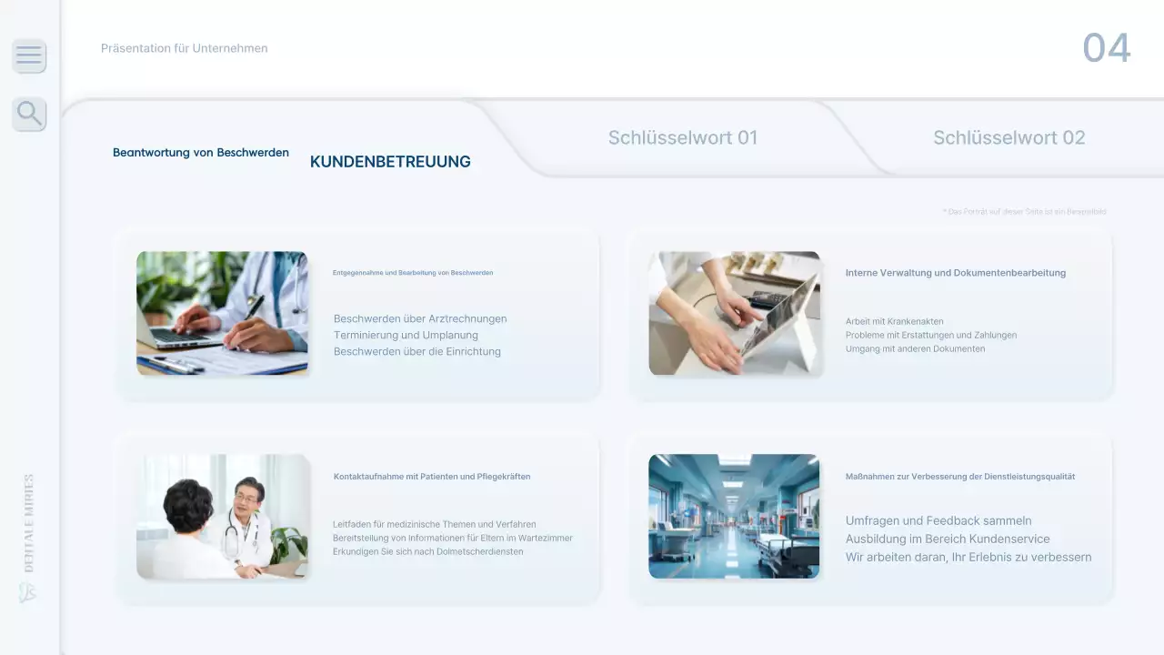 Ein sauberer, hellblauer Krankenhausarbeitsbericht