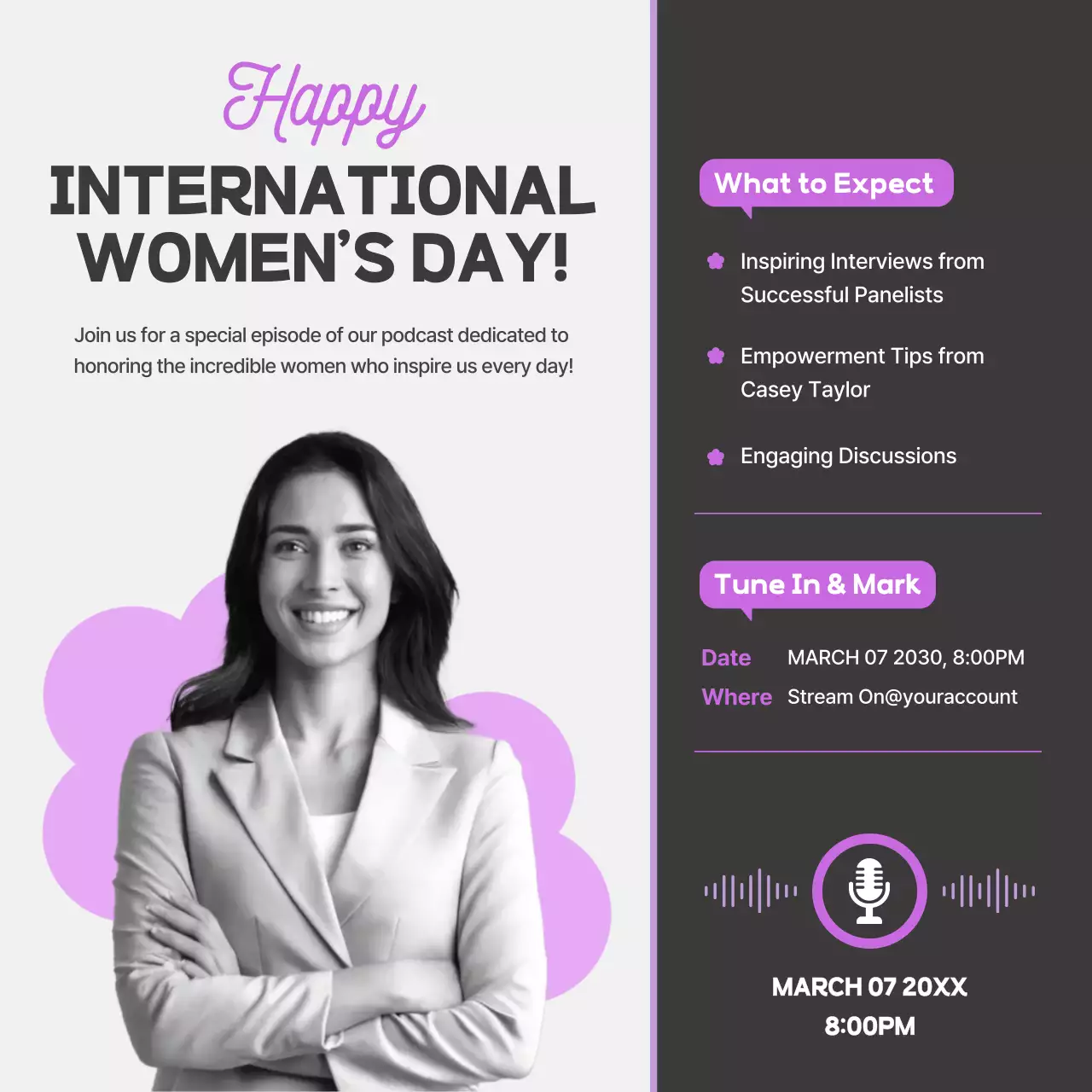 Purple Modern Women's Podcast Social Media Squares