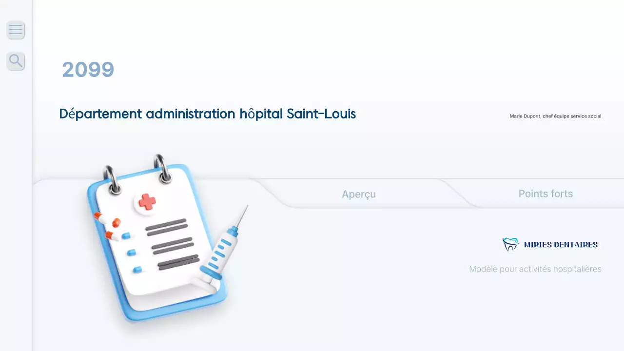 Un rapport de travail hospitalier propre et bleu clair