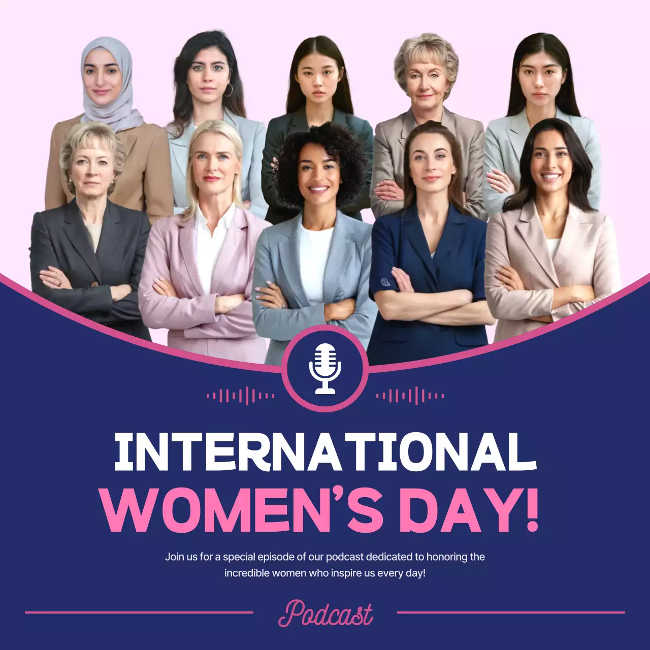 Pink Simple Women's Podcast Social Media Squares