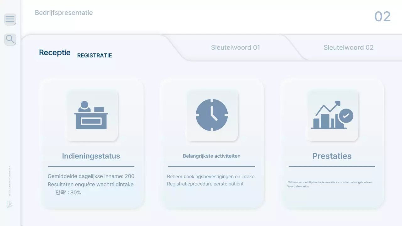 Een schoon, lichtblauw werkrapport voor ziekenhuizen