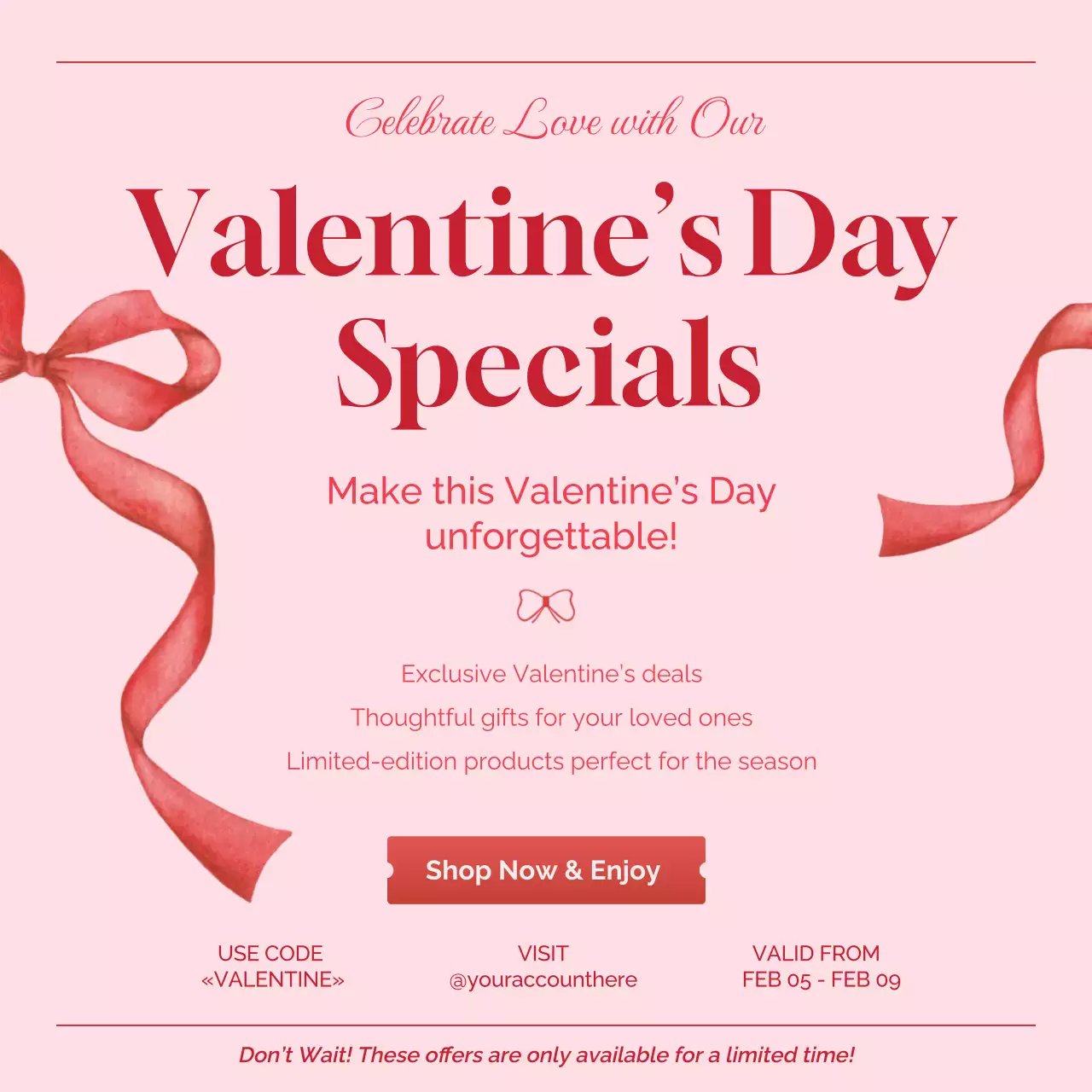 Pink Elegant Valentine's Promotion Social Media Post