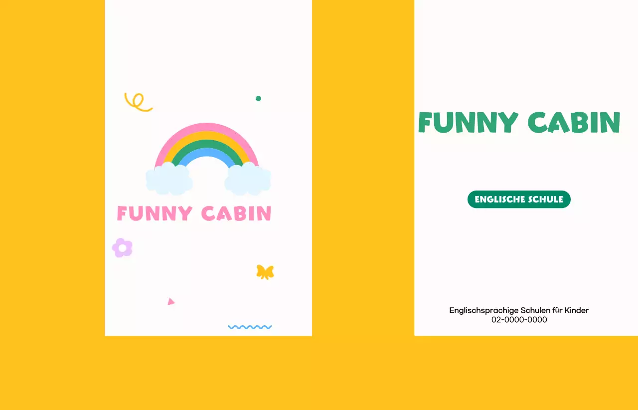 Werben Sie mit einem niedlichen Regenbogen für Ihre Englisch-Sprachschule