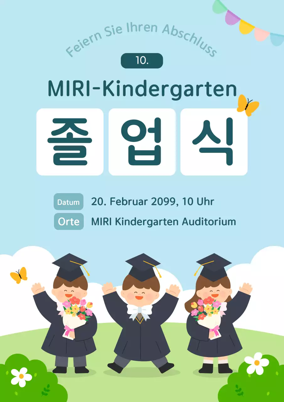 Graduierungsfeier in Hellblau