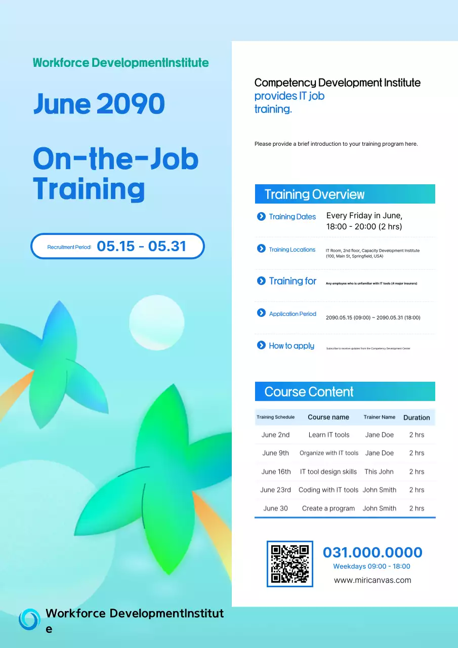 Thông báo tuyển dụng giáo dục hiện đại màu xanh da trời