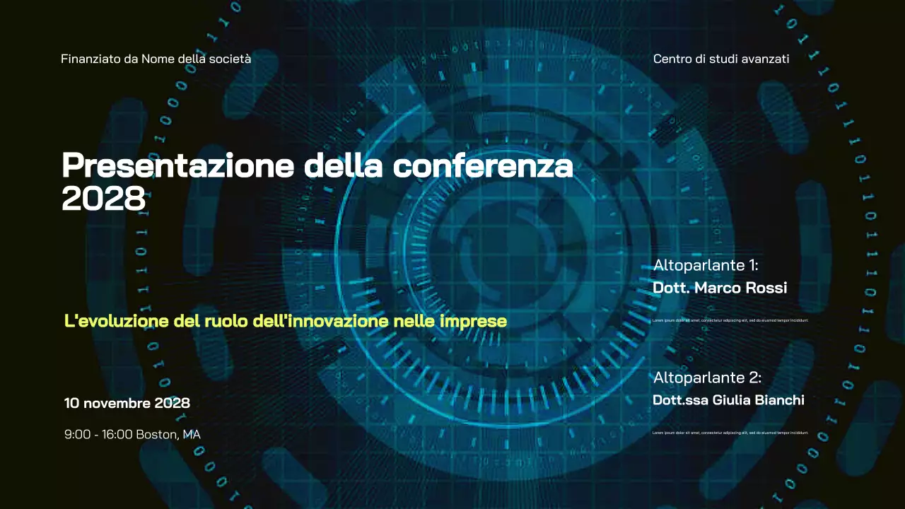 annuncio conferenza blue modern business