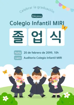 Ceremonia de graduación en azul claro