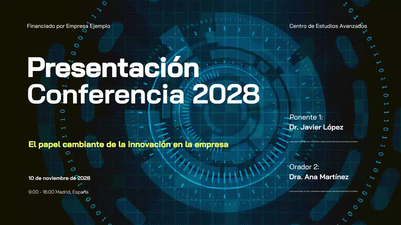 anuncio de la conferencia blue modern business